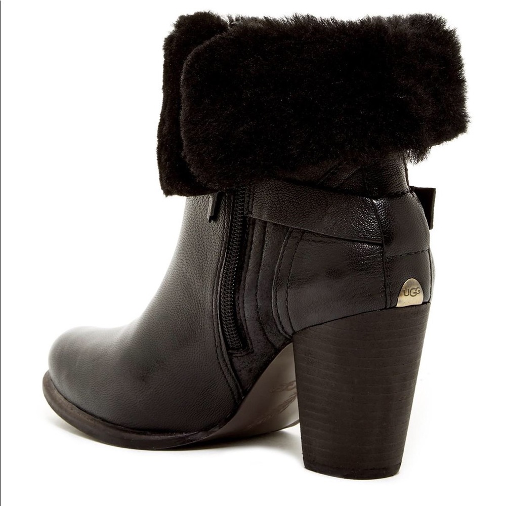 UGG Black Jayne Leather Bootie (Size 8)